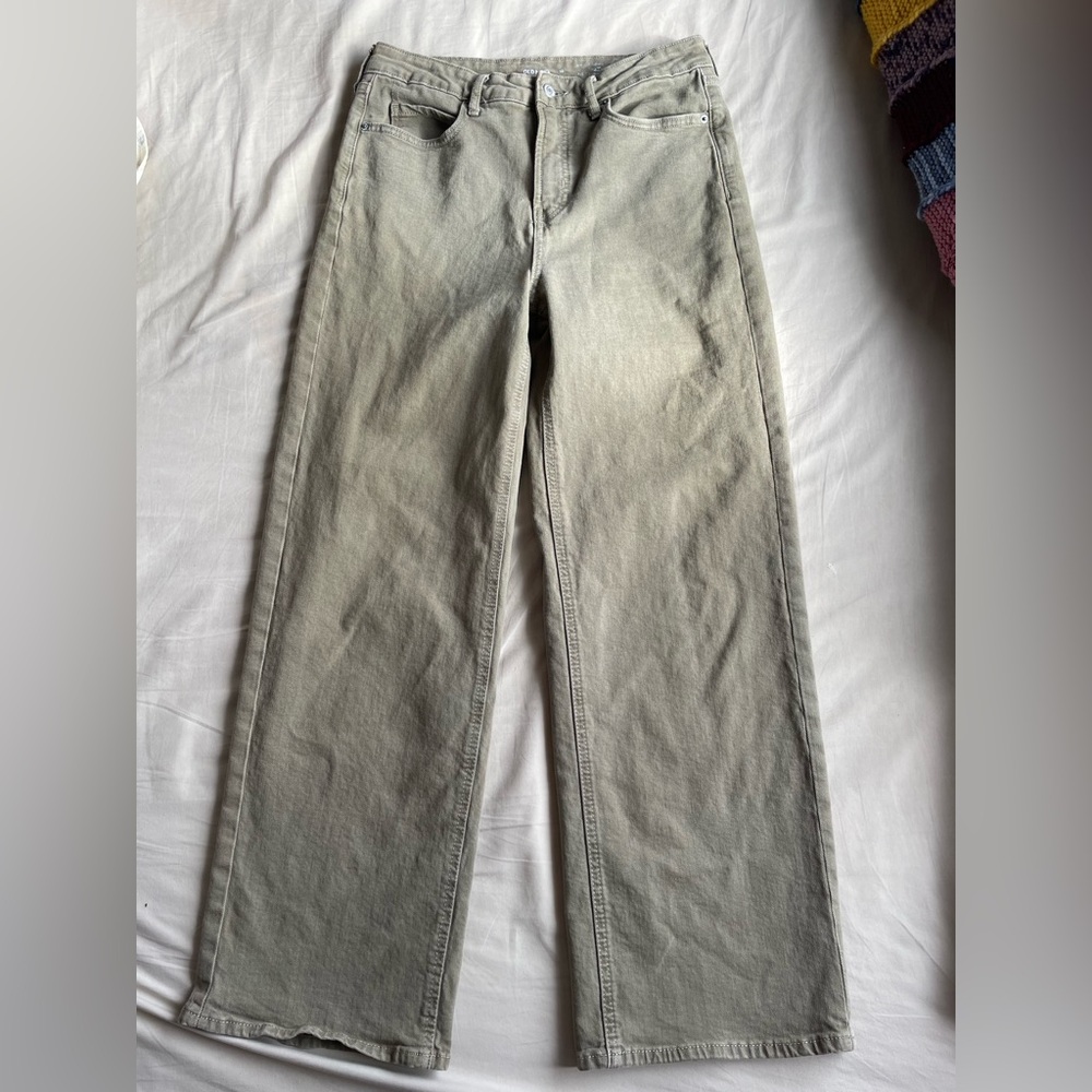 Olive Green Sky-Hi Wide Leg Jeans Old Navy
